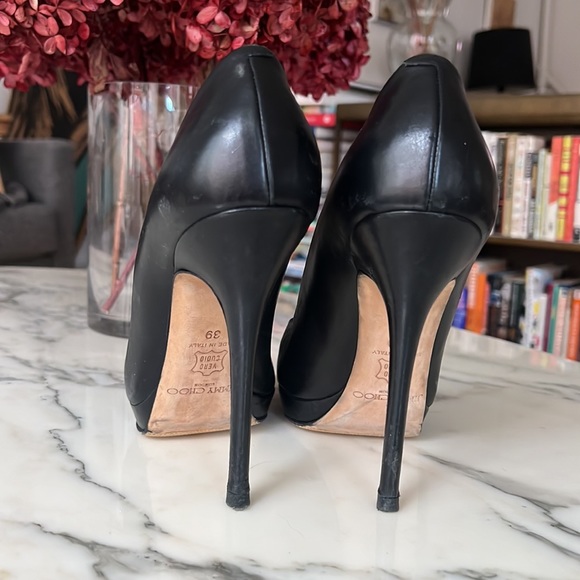 Jimmy Choo classic black stilettos 4.75” heel 0.5” platform pumps - Picture 6 of 8